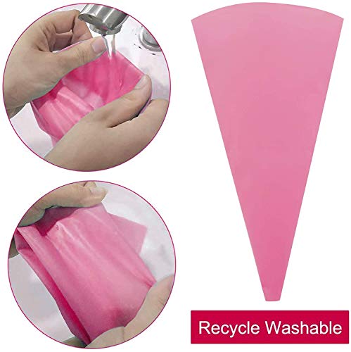 Silicone Icing Piping Bag,Reusable Cream Pastry Bag and 14× Stainless Steel Nozzle Set DIY Cake Decorating Tool(14×Nozzle, 2×Icing Cream Pastry Bag and 2 X Converter and 3×Scraper) [Energy Class A+]