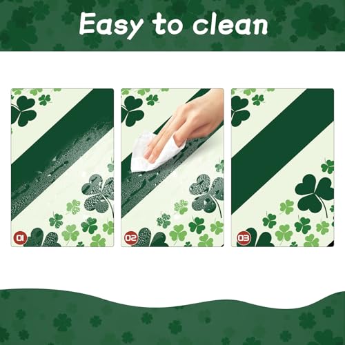 St Patricks Tablecloth for Rectangle Tables, 3 Pack Disposable Plastic 54" x 108" St Patricks Day Decorations, Shamrock Patterned Spring St Patricks Party Table Cloth for Dining Room Kitchen Decor