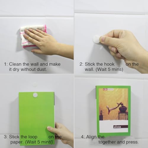 Hompie 1200pcs (600 Pair Sets) 15mm Diameter Sticky Back Hook, Self Adhesive Dots Loop Tapes for DIY Crafts Office Classroom (White)