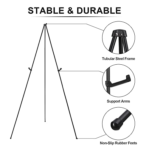STARHOO Display Easel Stand for Wedding Sign & Poster 63'' Portable Art Easel for Floor Adjustable Metal Easel Black 2 Pack