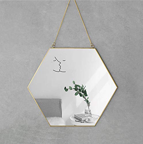 Dahey Gold Hexagon Mirror Wall Decor Small Decorative Mirror Hanging Mirrors for Wall Home Bathroom Bedroom Living Room, 11.81"X10.24", Small, Gold
