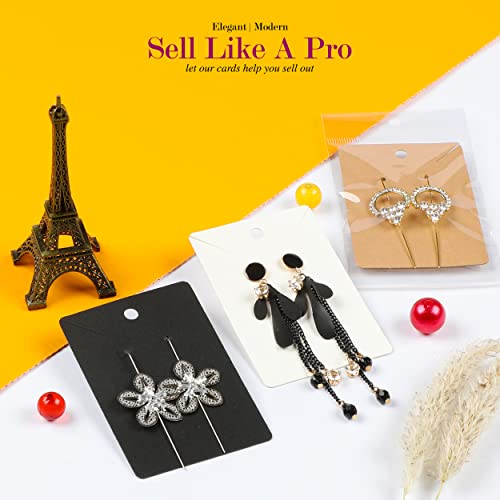 KLEANSE 3.5 x 2.3 inches Earring Cards for Selling - 150 Pack of Earring Display Cards with Self 150 Sealing Bags - Earring Packaging Supplies for Small Business - Necklace Cards, (Multi Color)