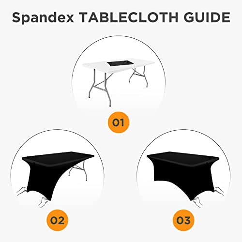 SEPARO - 2Pack, 6FT Spandex Table Cover Fitted Rectangular Tablecloth Stretchable Fabric Lycra Tablecloth 6 ft Wrinkle-Free for Party Dj Tradeshows Banquet Weddings Cocktail, 2 Pcs
