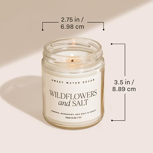 Sweet Water Decor Merry and Bright Soy Candle | Bayberry, Clove, Nutmeg, Ginger, Cypress, Cedar, Balsam Fir and Musk Scented Candles for Home | 9oz Clear Jar, 40+ Hour Burn Time, Made in The USA