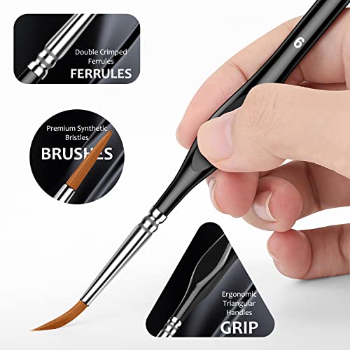 Miniature Paint Brushes,10Pcs Small Fine Tip Paintbrushes, Micro Detail Paint Brush Set, Triangular Grip Handles Art Brushes Perfect for Acrylic, Watercolor, Craft, Models, Warhammer 40k (Black, 1)
