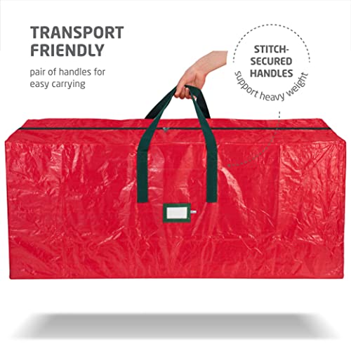 Zober Large Christmas Tree Storage Bag - Fits Up to 9 ft Tall Holiday Artificial Disassembled Trees with Durable Reinforced Handles & Dual Zipper - Waterproof Material Protects from Dust and Moisture (Red)