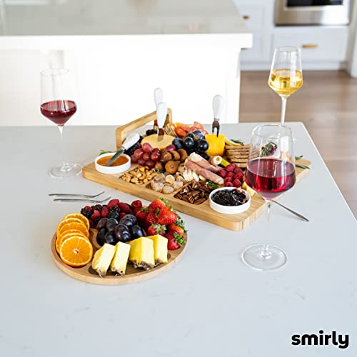 SMIRLY Charcuterie Boards Gift Set: Large Charcuterie Board Set, Bamboo Cheese Board Set - Unique Mothers Day Gifts for Mom - House Warming Gifts New Home, Wedding Gifts for Couple, Bridal Shower Gift