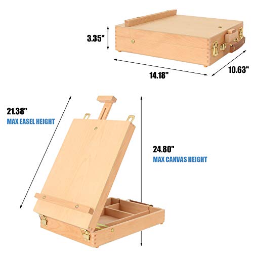 Art Supplies Box Easel Sketchbox Painting Storage Box, Adjust Wood Tabletop Easel for Drawing & Sketching Student (Painting Easel Box)
