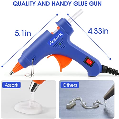 Assark Glue Gun, Mini Hot Glue Gun Kit with 30 Glue Sticks for School Crafts DIY Arts Quick Home Repairs, 20W (Blue)