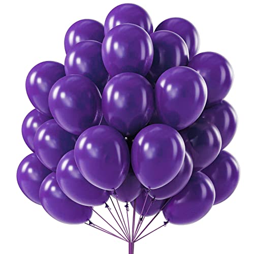 PartyWoo Royal Purple Balloons, 55 pcs 12 Inch Purple Balloons, Latex Balloons for Balloon Garland Balloon Arch as Party Decorations, Birthday Decorations, Wedding Decorations, Baby Shower Decorations