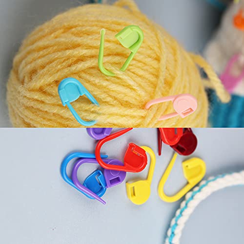 381 Pieces Stitch Ring Markers and Colorful Knitting Crochet Locking Counter Stitch Needle Clips + Weaving Tools Knitting Kits with 3 Storage Boxes