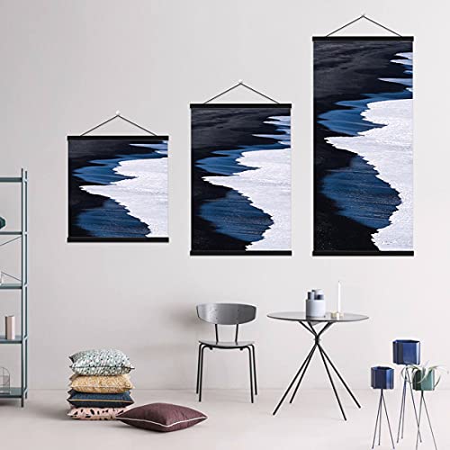 Ywlake Magnetic Poster Hanger, 8x10 8x20 8x11 Poster Frame Wood Wooden Magnet Print Posters Dowel Scroll Hanger Hangers Hanging Kit for Walls Map Canvas Artwork (Black, 8")