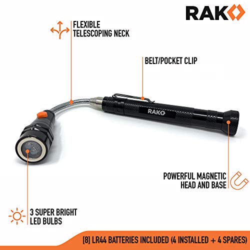 RAK Magnetic Pickup Tool - Birthday Gifts for Men - Telescoping Magnet Pickup Tool with Bright LED Lights and Extendable Neck - Cool Gadgets Gifts for Men