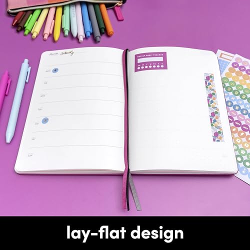 PAPERAGE Undated Weekly & Monthly Hardcover Planner (Lavender), 5.7 in x 8 in, Includes Dotted Note Pages & 8 Sticker Sheets