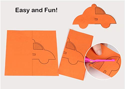 QIAONIUNIU Fun Paper-Cut Set; Paper Cutting; Paper Art; Scissor Skills Activity Cutting Book; Kids Scissors Crafts Kits Preschool-120 Pages with A Pair of Child-Safe Scissors