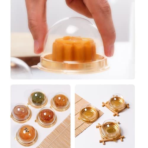 50 Pack 2 Inch of Clear plastic mini Cake Cookies muffins dome box wedding birthday gift box (Gold)