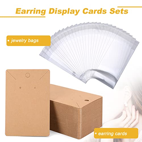 ovsor 500 Pcs Earring Cards - holder Cards with 500 Pcs Bags, Display Cards for Earrings Necklace Display and Jewelry Packaging