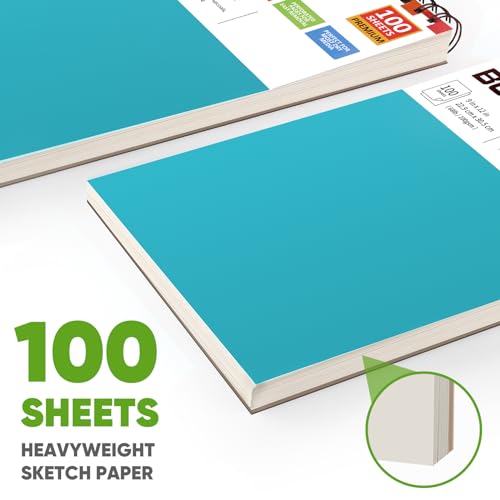 Soucolor 9" x 12"Drawing Paper, 1-Pack 100 Sheets Spiral Bound Art Sketchbook, Acid Free (68lb/100gsm) Artist Drawing Book Paper Painting Sketching Pad, Christmas Gifts Art Supplies, Aqua Sky