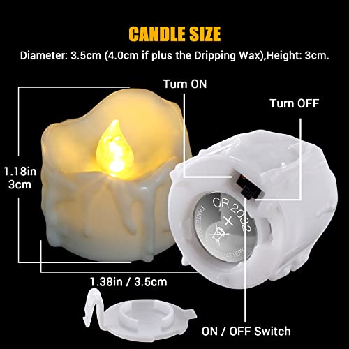 PChero Halloween Tea Lights with Timer, 12 Packs Flickering Flameless LED Tealights Battery Operated Votive Candles for Pumpkin Decor Indoor Home Party Halloween Decorations