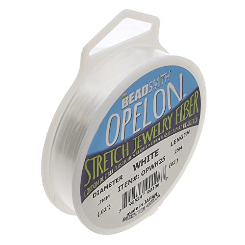 The Beadsmith Opelon Beading Cord – Stretch Jewelry Fiber – White, 0.7mm Diameter, 25 Meter