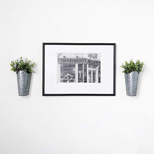 Mkono Galvanized Metal Wall Planter Farmhouse Wall Vase for Artificial Plants Flowers, Rustic Hanging Fake Flowers Holder Country Home Bedroom Living Room Decor Set of 2, Silver, Small