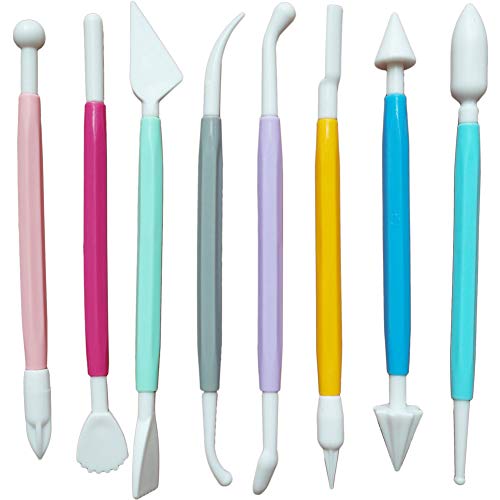 ScivoKaval Marshmallow Fondant Cake Decorating Hand Tool 12 Pcs 5 Sets Sugarcraft Gumpaste Icing Smoother Rolling Pin Trimmer Cutter Embosser Flower Scissor Modelling Accessories Supplies Kit Multi