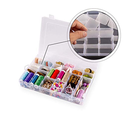 SYMPABASIC SOUFFAHOUSE Plastic Organizer Container Box 36 Compartments Jewelry Storage Box with Adjustable Dividers (1 Pack)