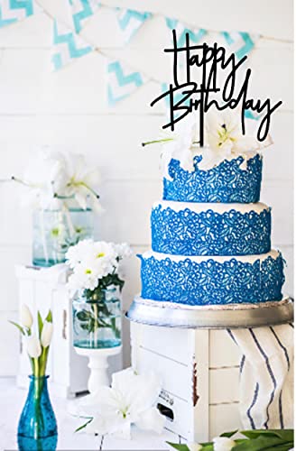 DIY Happy birthday Cake Topper Black Acrylic