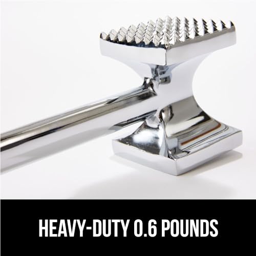 Gorilla Grip Heavy Duty Meat Tenderizer Hammer, Dual Side Kitchen Mallet, Comfortable Grip Handle, Maximize Food Flavor, Spiked Side Tenderizes, Smooth Flattens Steak, Beef, Commercial Grade, Black