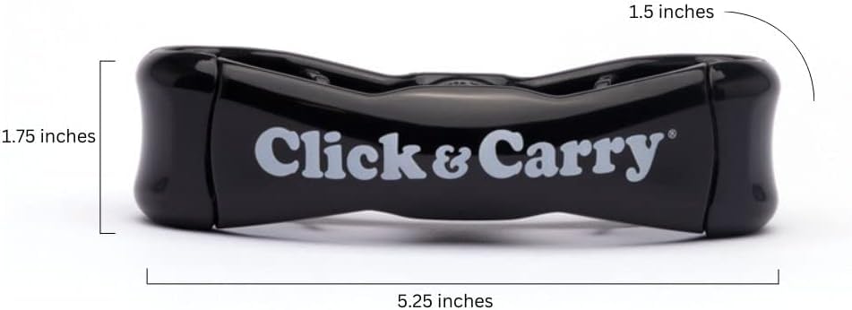 Click & Carry Grocery Bag Carrier, 2 Pack, Black - As seen on Shark Tank, Soft Cushion Grip, Hands Free Grocery Bag Carrier, Plastic Bag Holder, Haul Sports Gear, Click and Carry with Ease