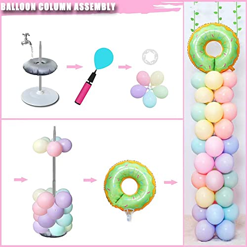 DECOJOY Balloon Column Stand Set of 2, Adjustable 7 Feet Balloon Arch Stands with Bases for Floor, Tall Balloon Tower Pillar Assembly Kit for Graduation, Birthday, Party, Baby Shower Decoration