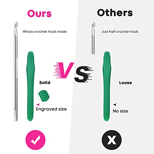 Crochet Hooks Set, RealPlus 12 Sizes Crochet Hooks Set for Arthritic Hands, Ergonomic Soft Grip Handles, Crochet Kit for Beginners, Christmas Gifts for Women, Large Crochet Needle with Blue Case