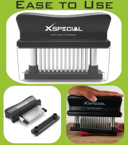 XSpecial Meat Tenderizer Tool 48-Blades Stainless Steel - Ease to Use & Clean - Kitchen Gadgets Tools with Sharp Needle Makes The Toughest Steak Tender
