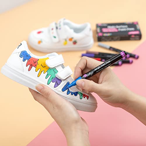 PAINTIGO 26 Paint Pens Paint Markers, Acrylic Paint Pens For Rock Painting, Canvas, Wood, Glass, Ceramic, Fabric, acrylic paint markers for craft Supplies Set, 26 Extra Fine 0.7mm