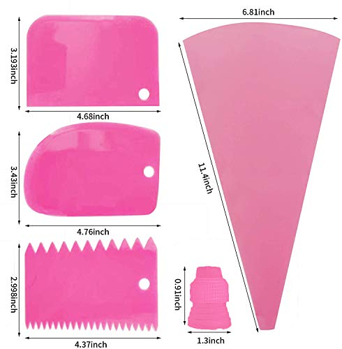 Silicone Icing Piping Bag,Reusable Cream Pastry Bag and 14× Stainless Steel Nozzle Set DIY Cake Decorating Tool(14×Nozzle, 2×Icing Cream Pastry Bag and 2 X Converter and 3×Scraper) [Energy Class A+]