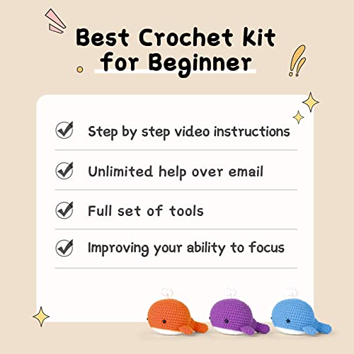 ArwySciI Crochet Kit for Beginners,DIY Craft for Adults, Kids, Great Gift for Crochet Lovers, Crochet Animal Kits with Step by Step Videos,Crochet Hook,Birthday Gift, Holiday Gift