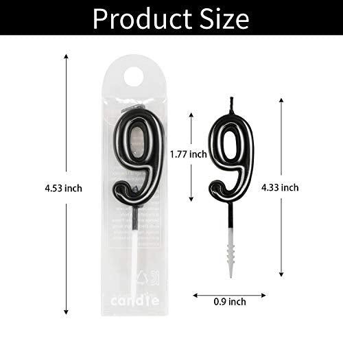 Beanlieve Black Numeral Birthday Candles - Cake Numeric Candles Number 0 1 2 3 4 5 6 7 8 9,Used for Cake Decoration on Birthday Parties and Wedding Anniversary Celebrations(10 Pieces)