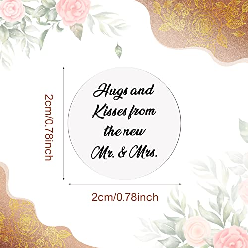 Laumoi 1000 Pcs Hugs and Kisses from The New Mr and Mrs Wedding Stickers, Chocolate Drops Labels Stickers Candy Stickers 0.75 Inch for Weddings Engagement Party Favors Decorations (White,Basic)