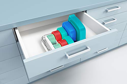 EVERIE Food Container Lid Organizer Compatible with 12'' Deep Cabinets, GS01 (White)