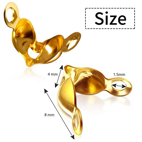 1400 Pieces Beads Tips Knot Covers Clamshell Crimp Tips Beads Set Jewelry Making Beads for Jewelry Making Tips Knot Covers Clamshell Fold-Over Bead Covers for DIY Bracelets Necklaces (Multicolor)