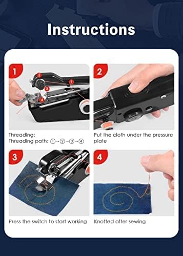 Handheld Sewing Machine, GUSSLM Mini Handheld Sewing Machine for Quick Stitching, Portable Sewing Machine Suitable for Home,Travel and DIY, Tool Kit for Clothing Repair and Sewing Crafts(Black)