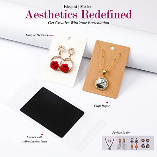 KLEANSE 3.5 x 2.3 inches Earring Cards for Selling - 150 Pack of Earring Display Cards with Self 150 Sealing Bags - Earring Packaging Supplies for Small Business - Necklace Cards, (Multi Color)