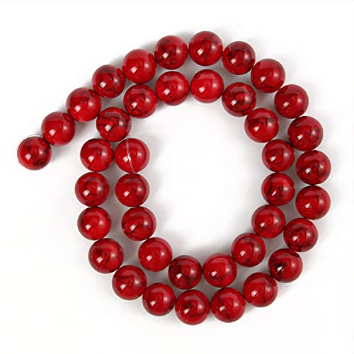 60pcs 6mm Natural Stone Beads Red Turquoise Beads Energy Crystal Healing Power Gemstone for Jewelry Making, DIY Bracelet Necklace