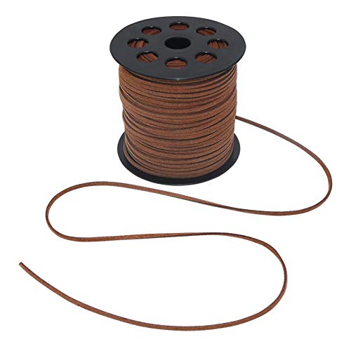 Tenn Well 2.6mm Suede Cord, 100 Yards Flat Faux Leather Cord for Jewelry Making, Necklace and Bracelet Making, Dream Catchers and DIY Crafts (Brown)