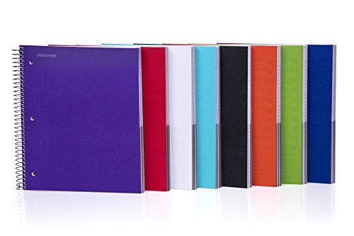 Mintra Office Durable Spiral Notebooks, 5 Subject, (Teal, College Ruled) 1 Pack, 200 Sheets,Poly Pockets, Moisture Resistant Cover, School, Office, Business, Professional