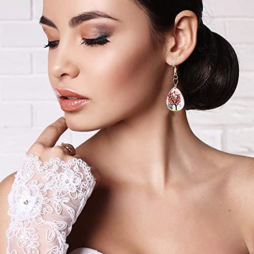 Hicarer Dried Flower Pendant Dried Flower Tree Charms Resin Dried Pressed Flower Pendant Lacework Transparent Glass Ball Beads Round Floating Pendant Mixed Colors for Making Jewelry DIY Craft (20)