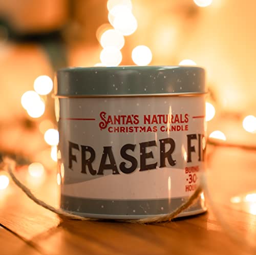 Santa's Naturals Fraser Fir Christmas Candle | Fresh Cut Christmas Tree Fragrance | Sustainably Sourced Soy and Beeswax | 30 Hour Burn Time | 9oz | 2 Pack