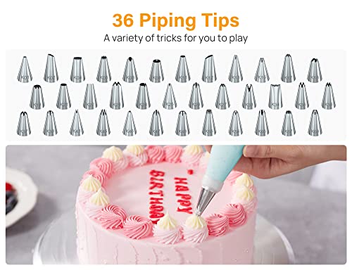 Kootek 42pcs Piping Bags and Tips Set, Cake Decorating Supplies Kits for Baking with 36 Numbered Frosting Icing Tips, 2 Reusable Pastry Bags, Easy Carry Storage Box and Other Baking Tools