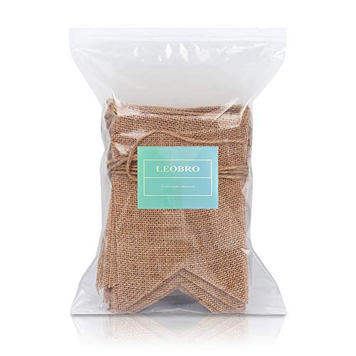 LEOBRO 48 Pcs Burlap Banner, 30 Ft Swallowtail Flag, DIY Decoration for Holidays, Wedding, Camping, Party, New Year Decorations, Merry Christmas Banner, Indoor Christmas Decoration