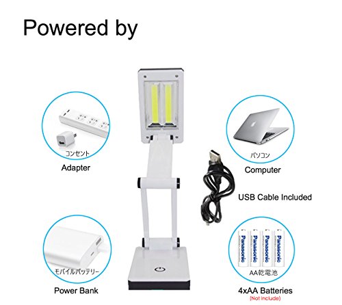 TOMOL [New Version] Super Bright COB LED Portable Desk Lamp Travel Lamp :Foldable, Touch Sensitive Control, 3 Adjustable Brightness Levels, Battery and USB Powered